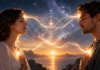 Spiritual Signs That Someone Is Missing You Spiritual connection between two people symbolised by glowing energy and a cosmic connection
